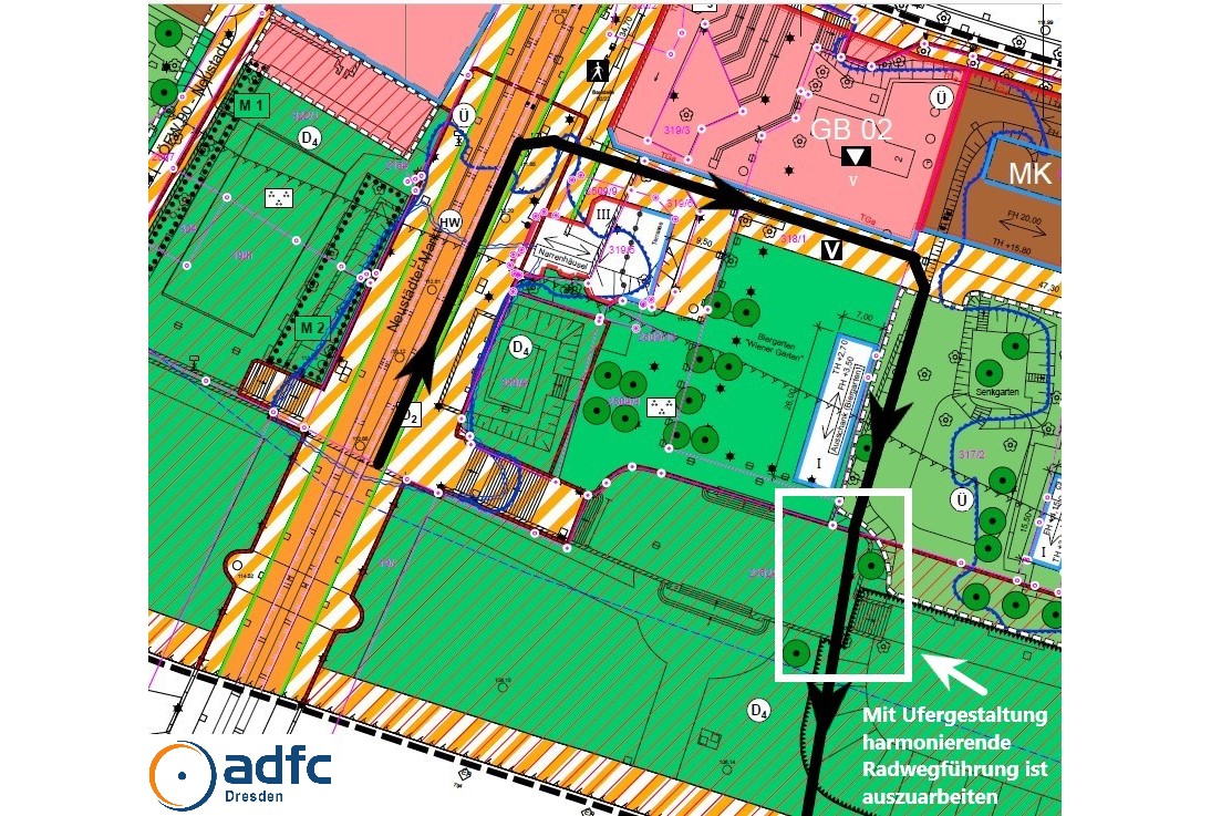 2023 09 13 Grafik aus B Plan Vorentwurf mit ADFC Radführung