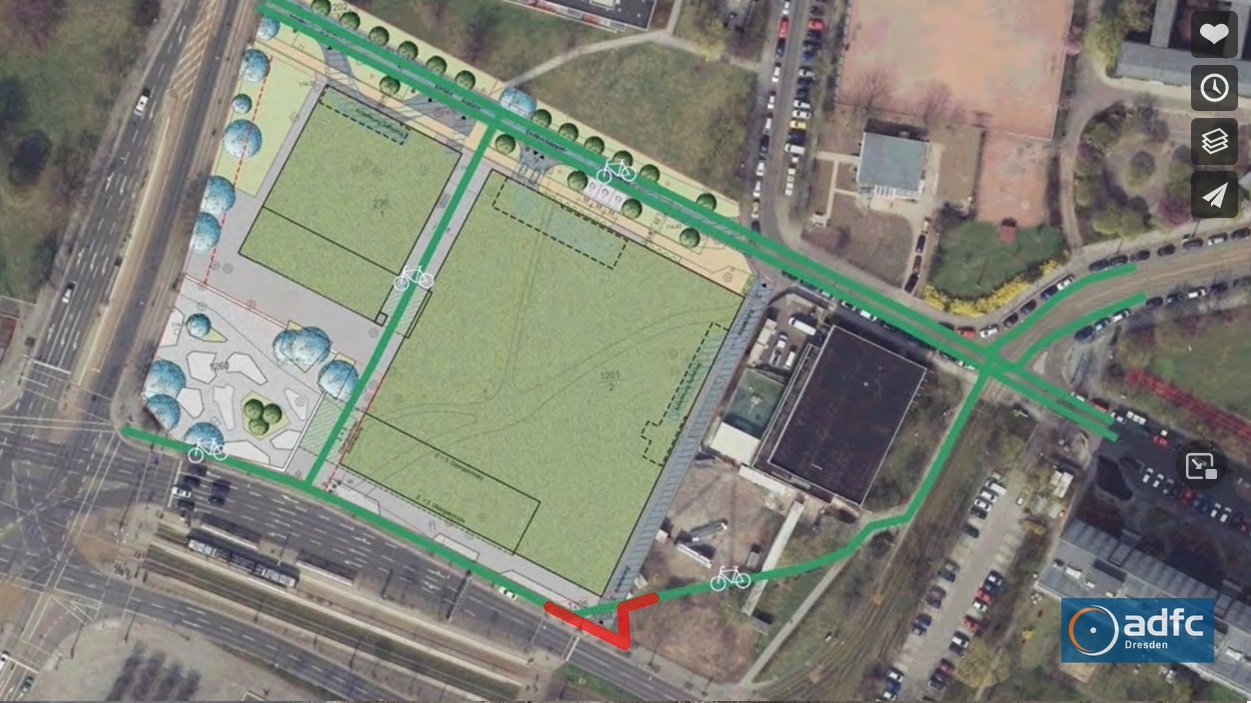 Aus Bebauungsplan: Fahrwege für Rad