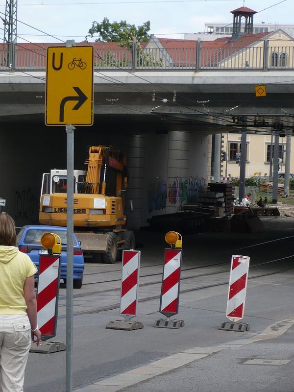 Umleitung an der Freiberger Straße für Radfahrer